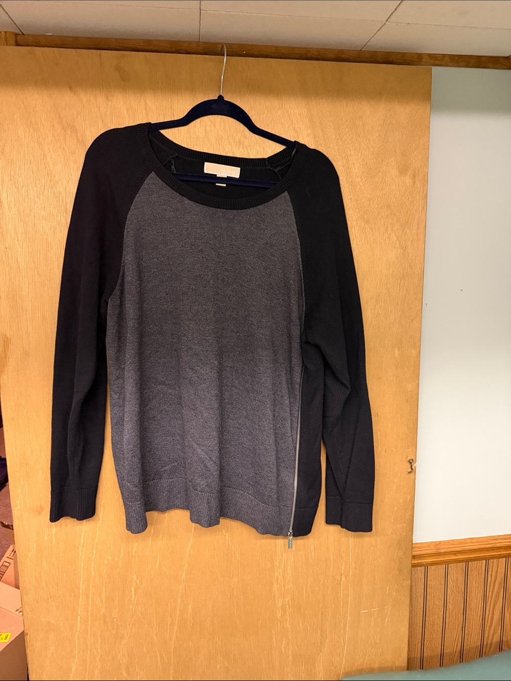 Michael Kors Two-Tone Crewneck Sweater in Charcoal and Black